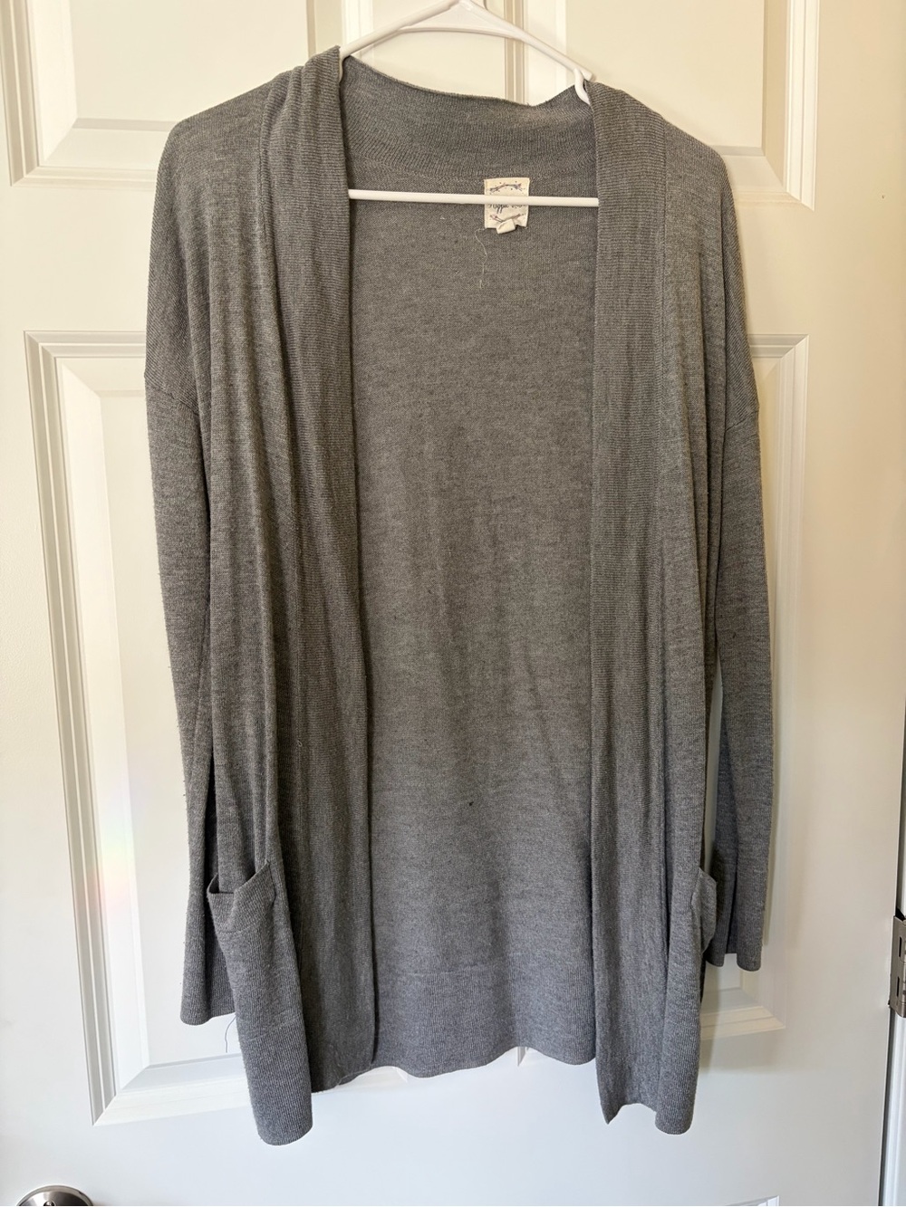 Hippie Rose Heather Gray Open-Front Cardigan